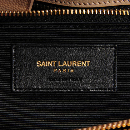 Saint Laurent Grain De Poudre Matelasse Chevron Monogram Shopping Bag Dark Beige 6 of 9
