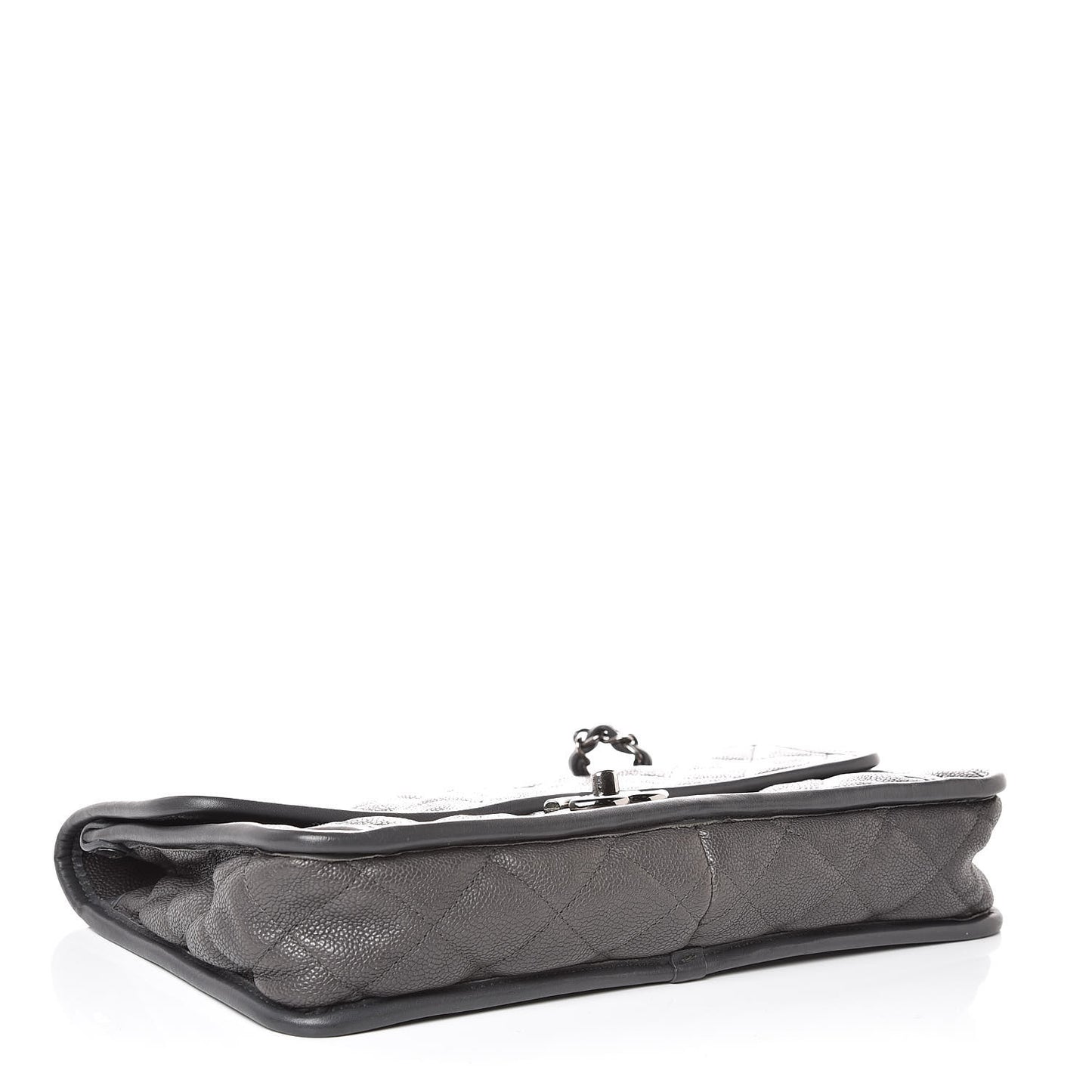 Caviar Quilted Medium French Riviera Flap Dark Grey