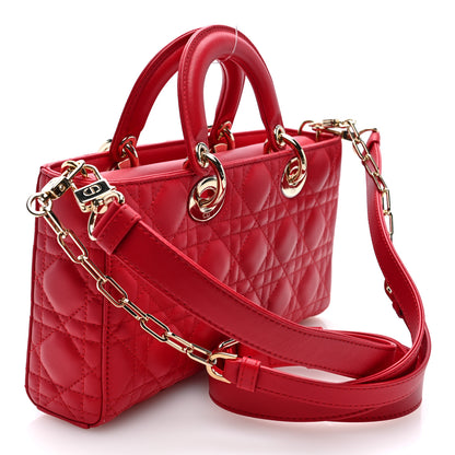 Christian Dior Lambskin Cannage Medium Lady D-Joy Flame Scarlet 3 of 9