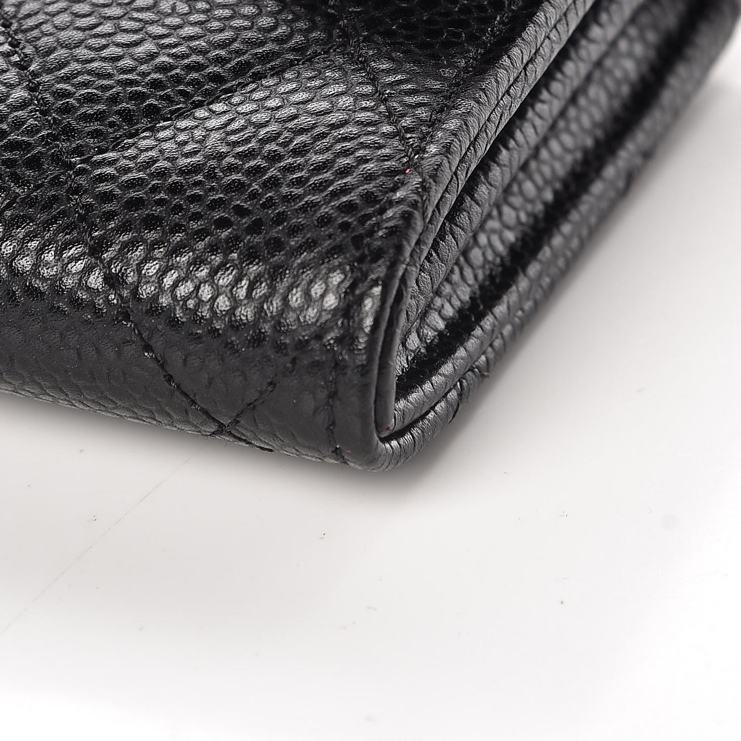 Caviar Quilted Large Gusset Flap Wallet Black