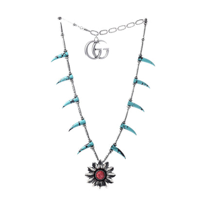 Gucci Sterling Silver Resin Marmont Flower Statement Necklace 3 of 6