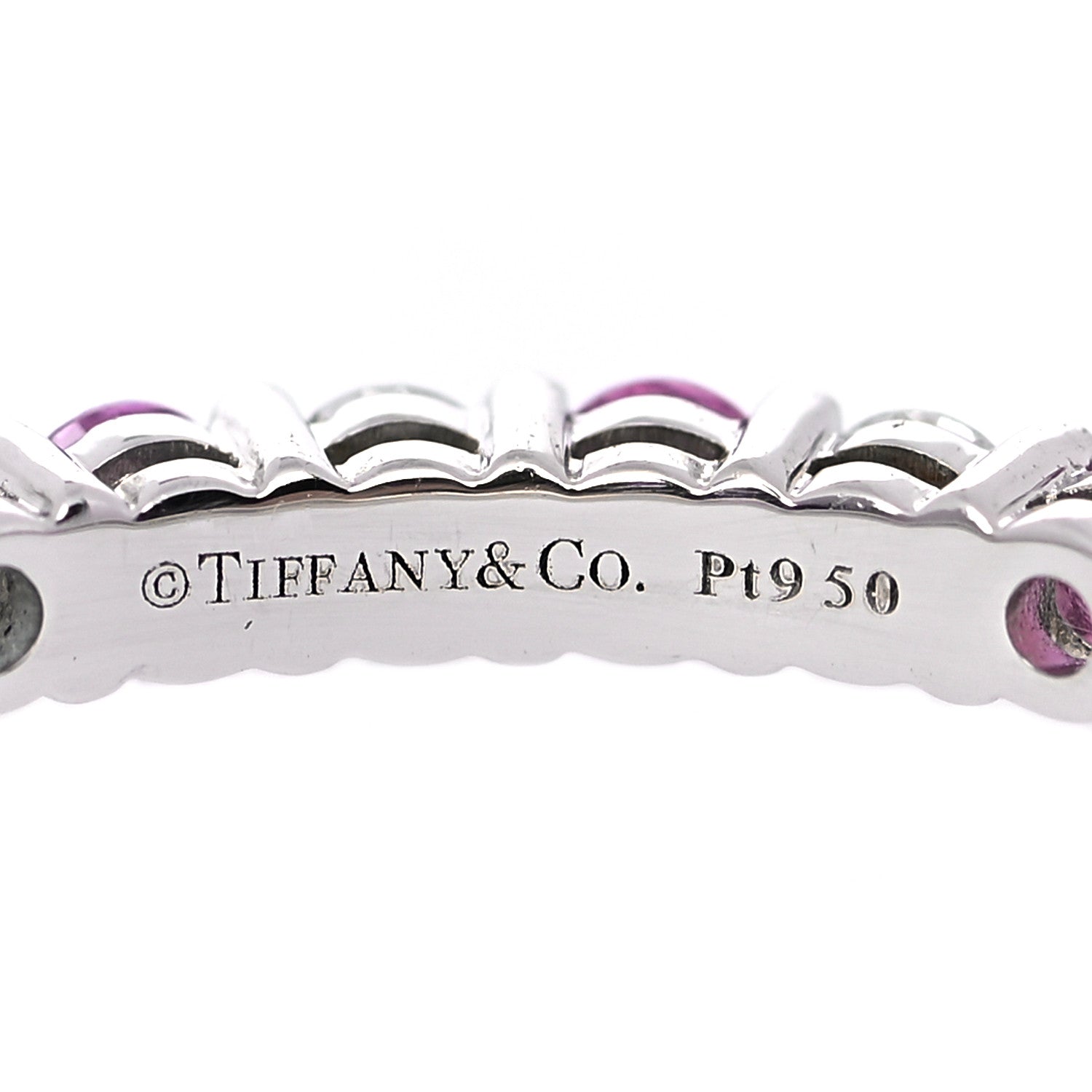 Tiffany Platinum Diamond Pink Sapphire Embrace Eternity Ring 53 6.25 4 of 5