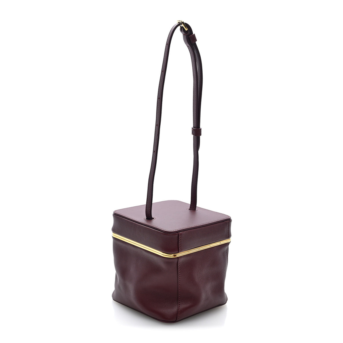 Supple Calfskin Cube Frame Bag Syrah