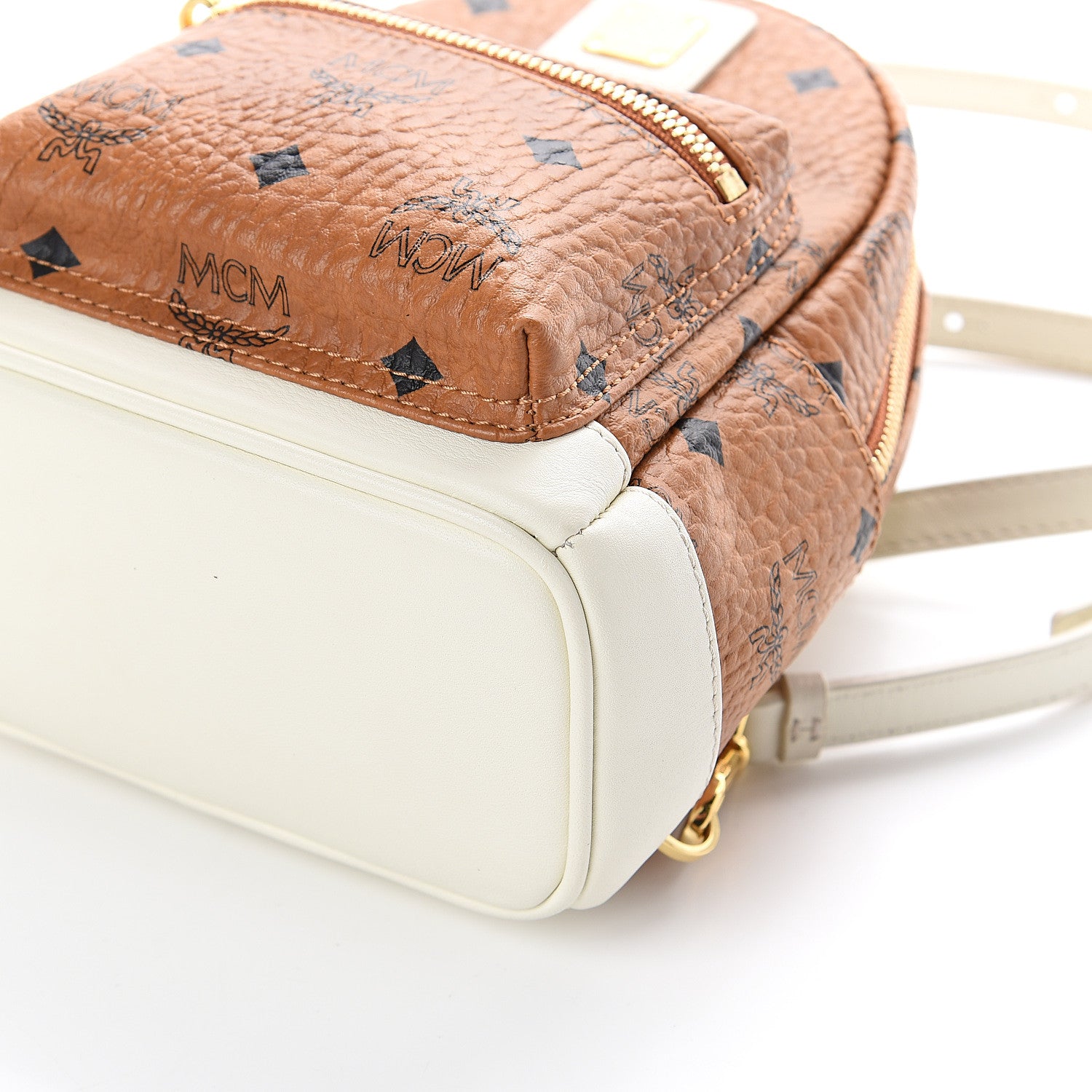 MCM Visetos X-Mini Stark Backpack Cognac White 8 of 8