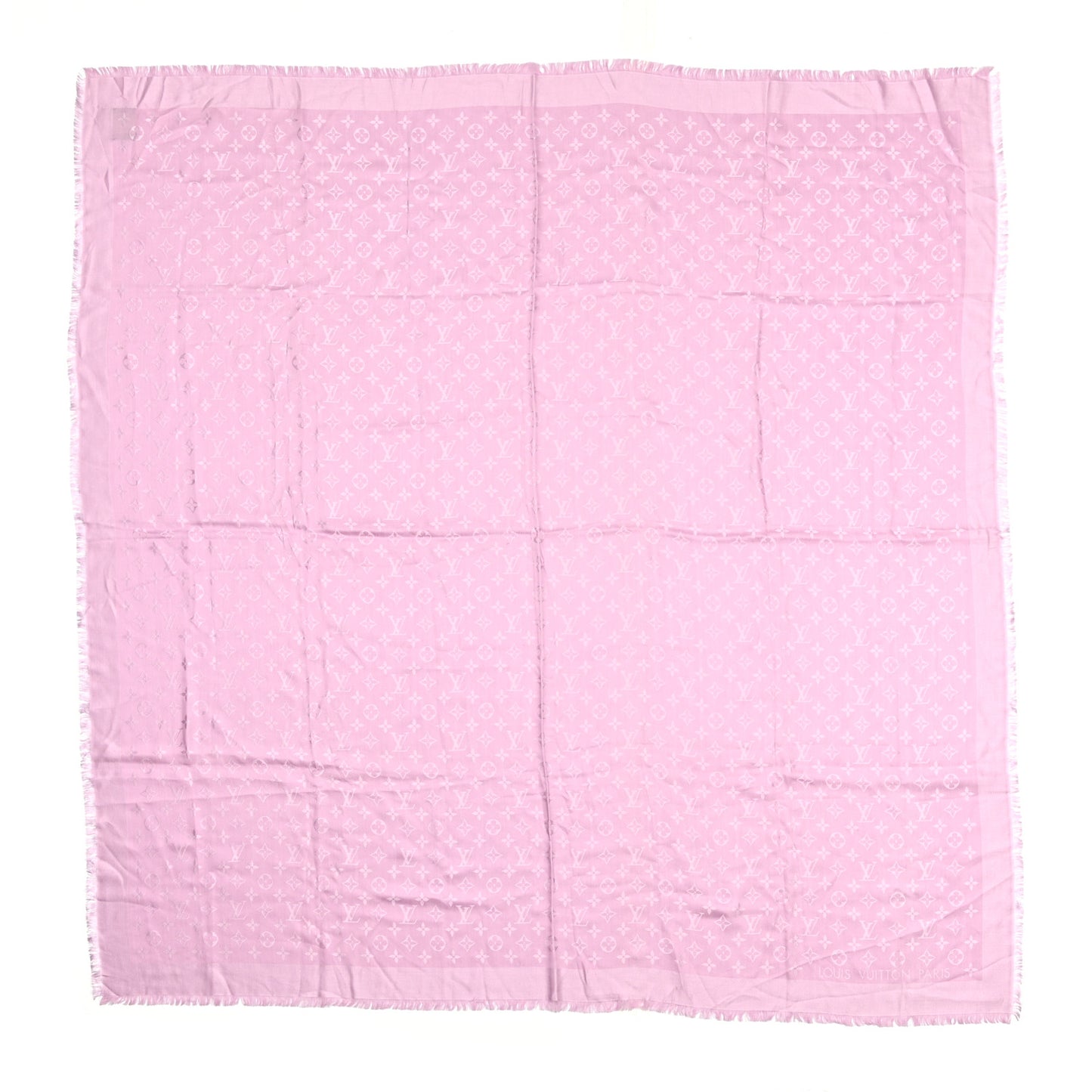 Silk Wool Monogram Shawl Lilas