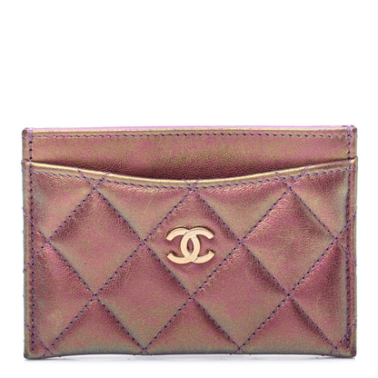 Chanel Iridescent Lambskin Quilted Card Holder Purple 1 of 24