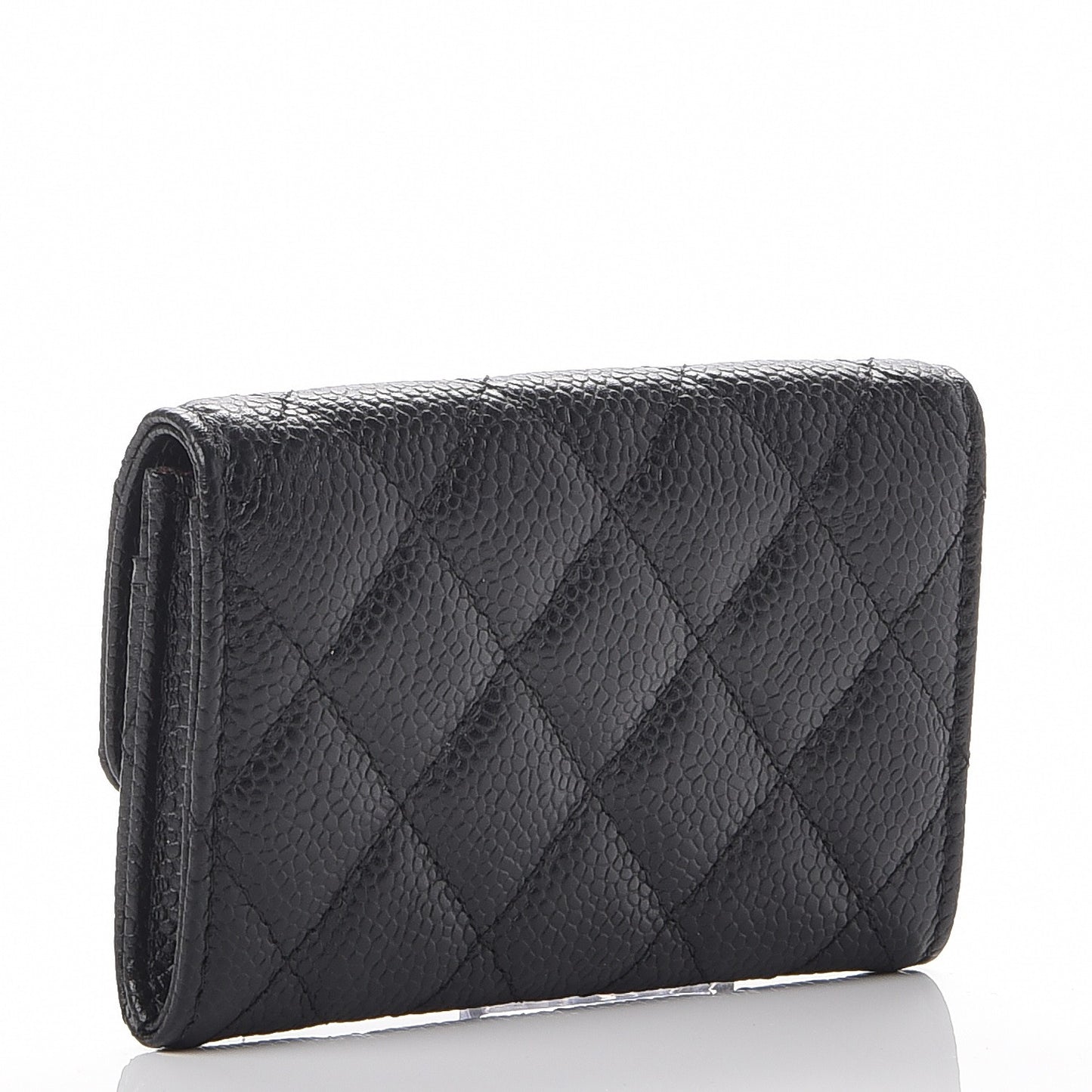 Caviar Quilted Flap Card Holder Black