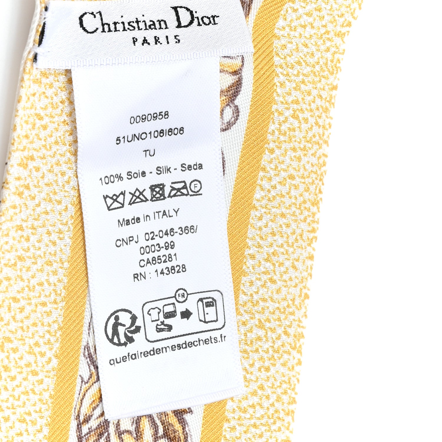 Christian Dior Silk Floral Mitzah Scarf Yellow 3 of 3