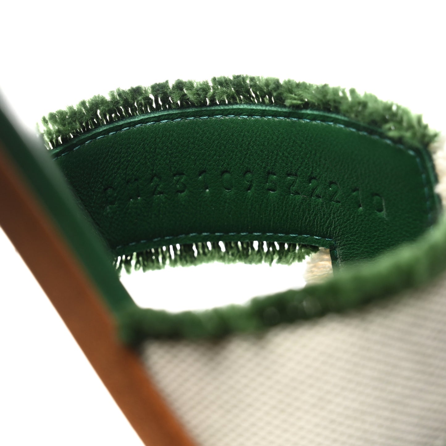 Calfskin Canvas Oran Fringe Sandals 37 Vert