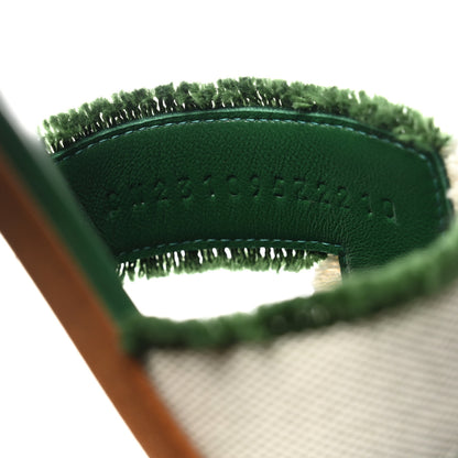 Hermes Calfskin Canvas Oran Fringe Sandals 37 Vert 6 of 9