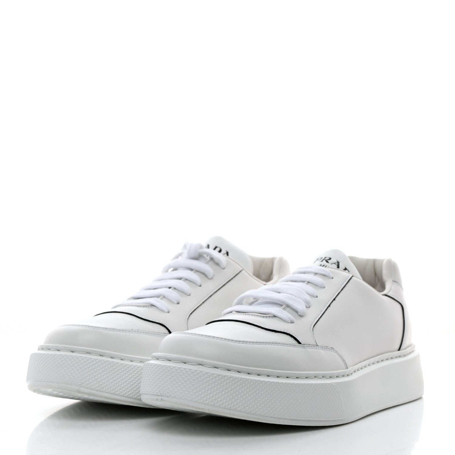 Prada Calfskin Mens Montana Low Top Sneakers 7 White 3 of 9