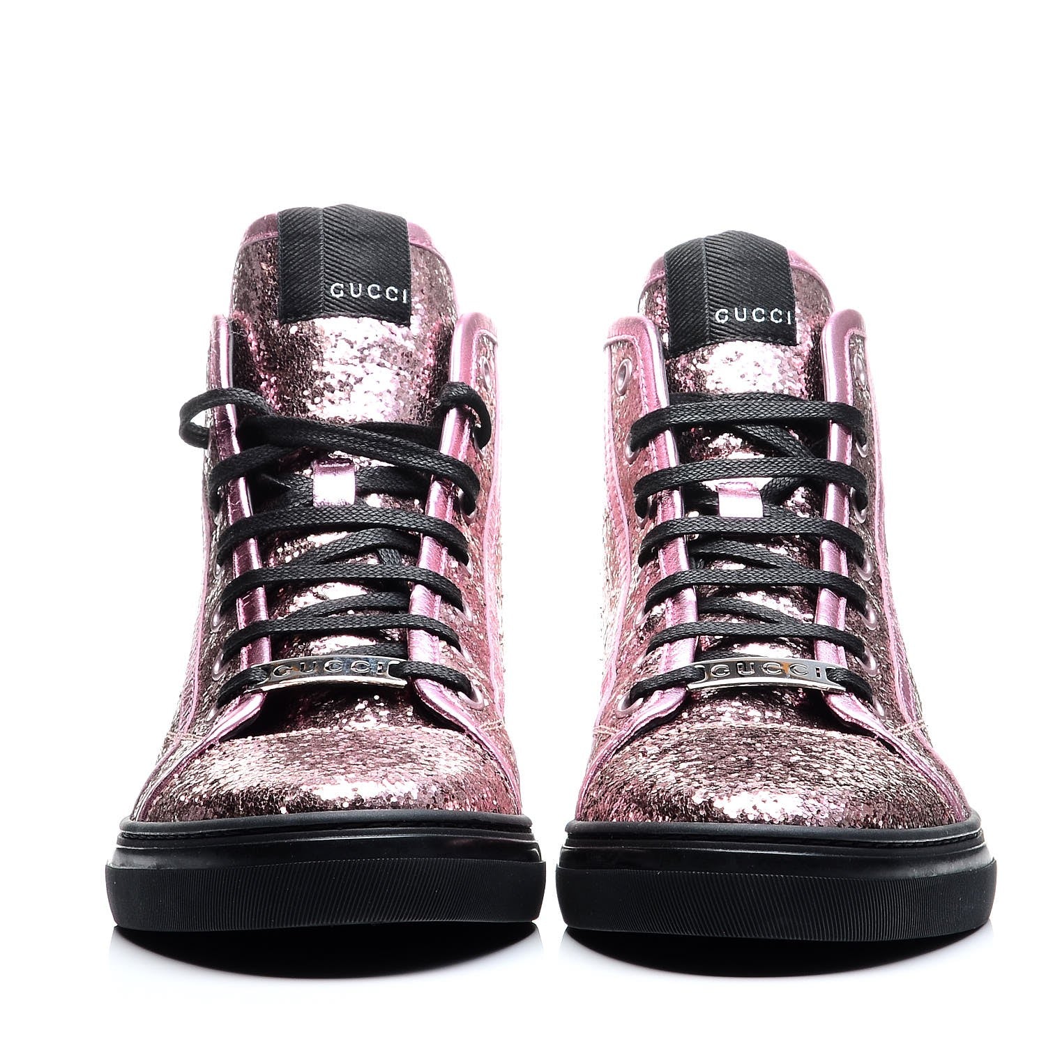 Gucci Nappa Glitter Galactica High Top Sneakers 38.5 Pink 2 of 9