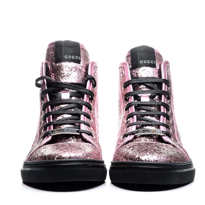 Gucci Nappa Glitter Galactica High Top Sneakers 38.5 Pink 2 of 9