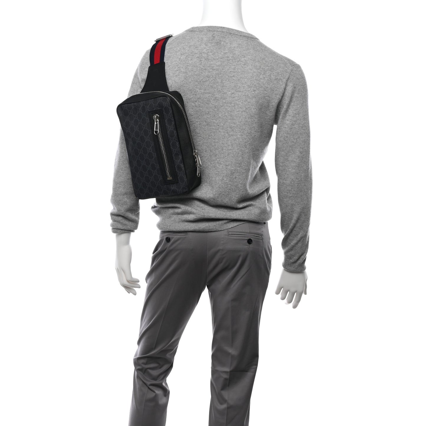GG Supreme Monogram Web Belt Bag Black Grey
