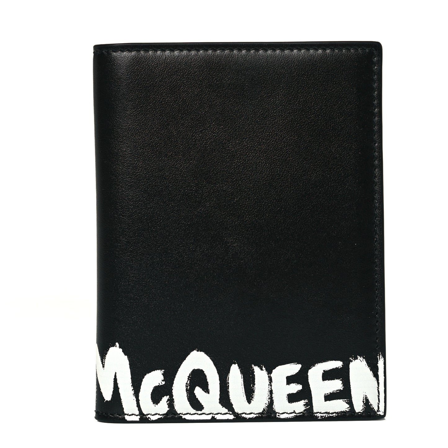 Calfskin Graffiti Logo Card Holder Black