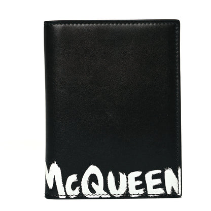 Alexander McQueen Calfskin Graffiti Logo Card Holder Black 1 of 8