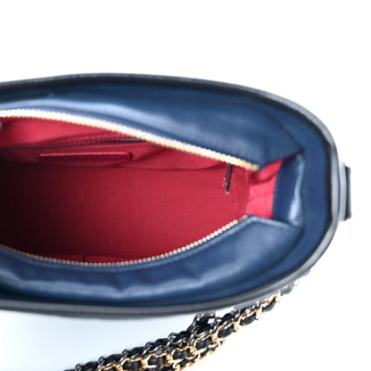 Chanel Aged Calfskin Quilted Small Gabrielle Hobo Navy Black 5 of 14