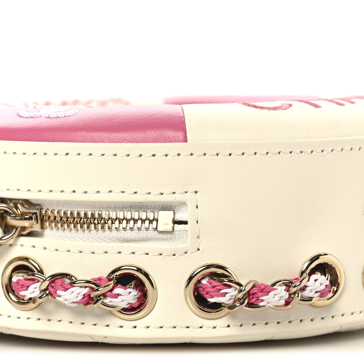 Lambskin Coco Lifesaver Round Bag Pink White