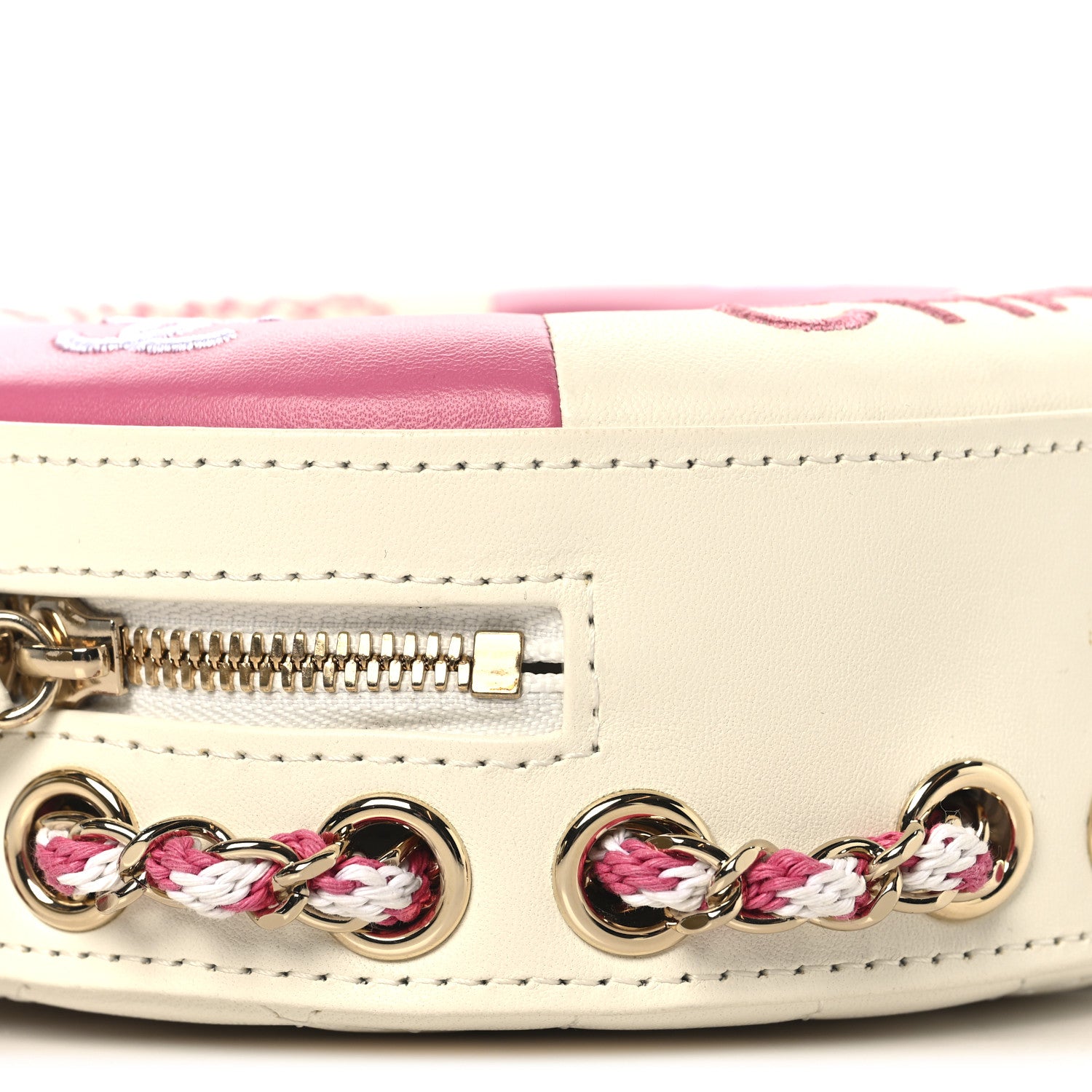 Chanel Lambskin Coco Lifesaver Round Bag Pink White 9 of 11