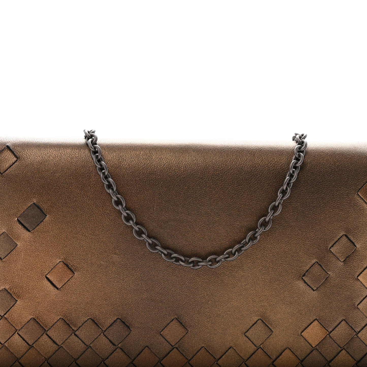 Metallic Nappa Intrecciato Continental Wallet on Chain Dark Copper