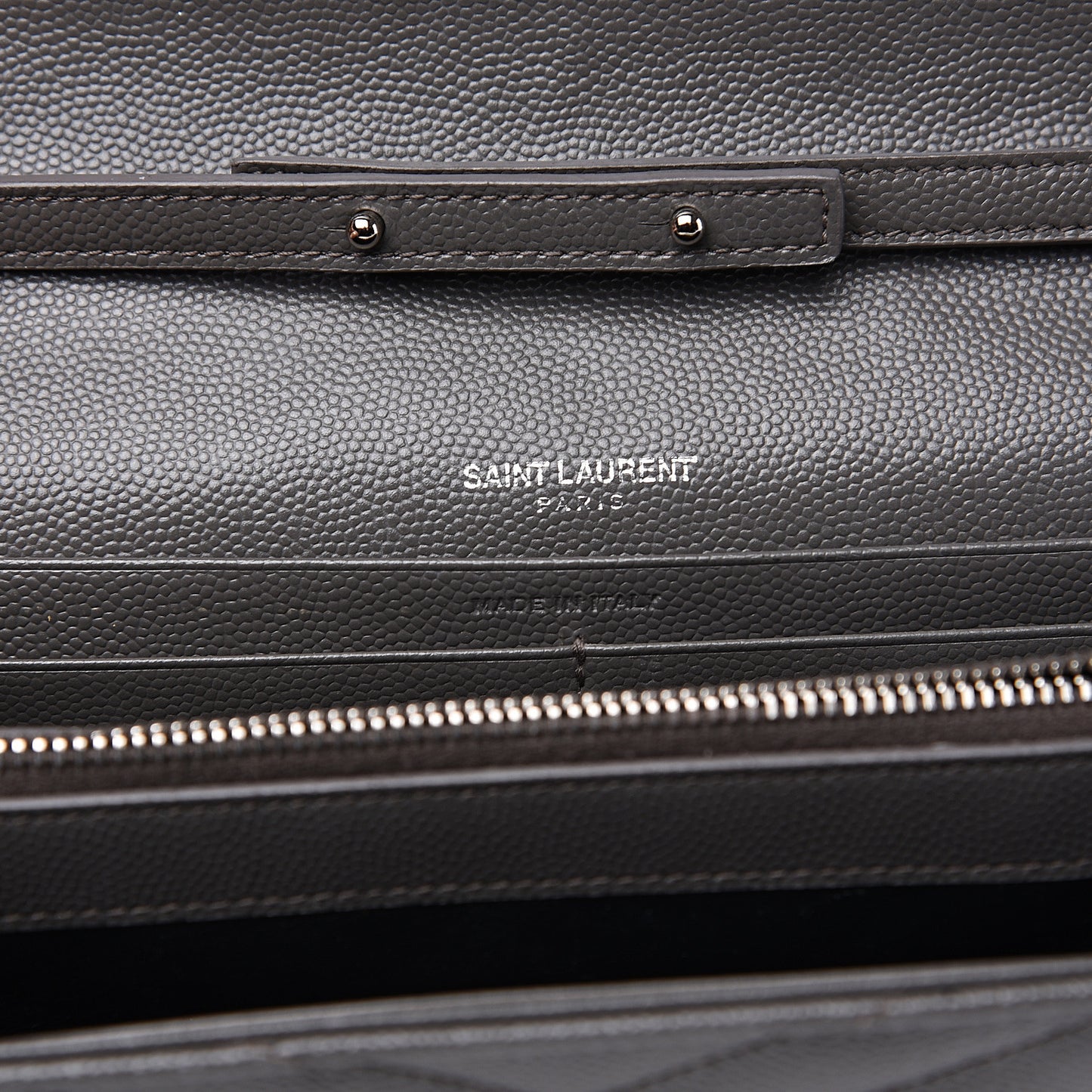 Grain De Poudre Matelasse Chevron Monogram Chain Wallet Fog