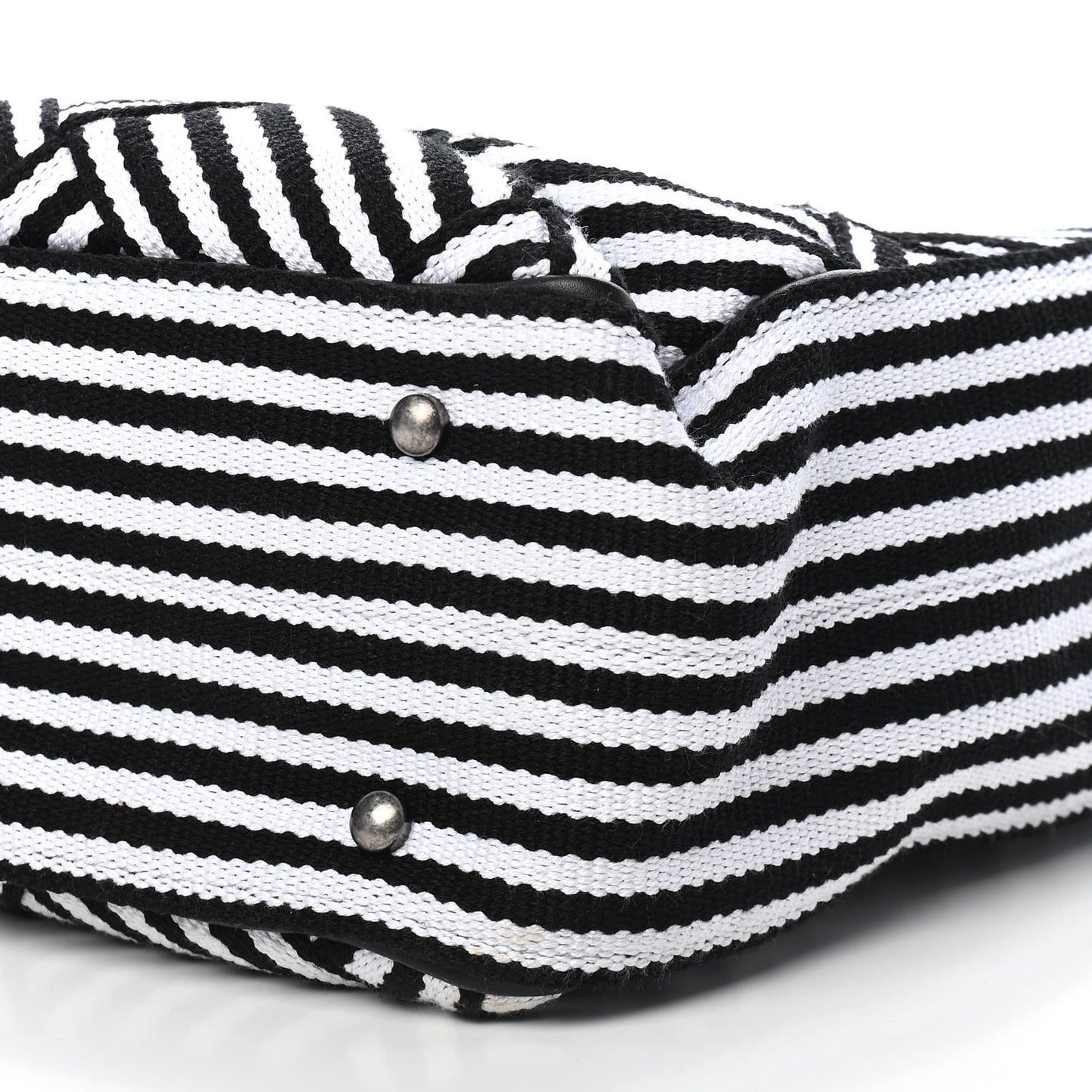 Woven Canvas Large Easy Shopping Tote Black White