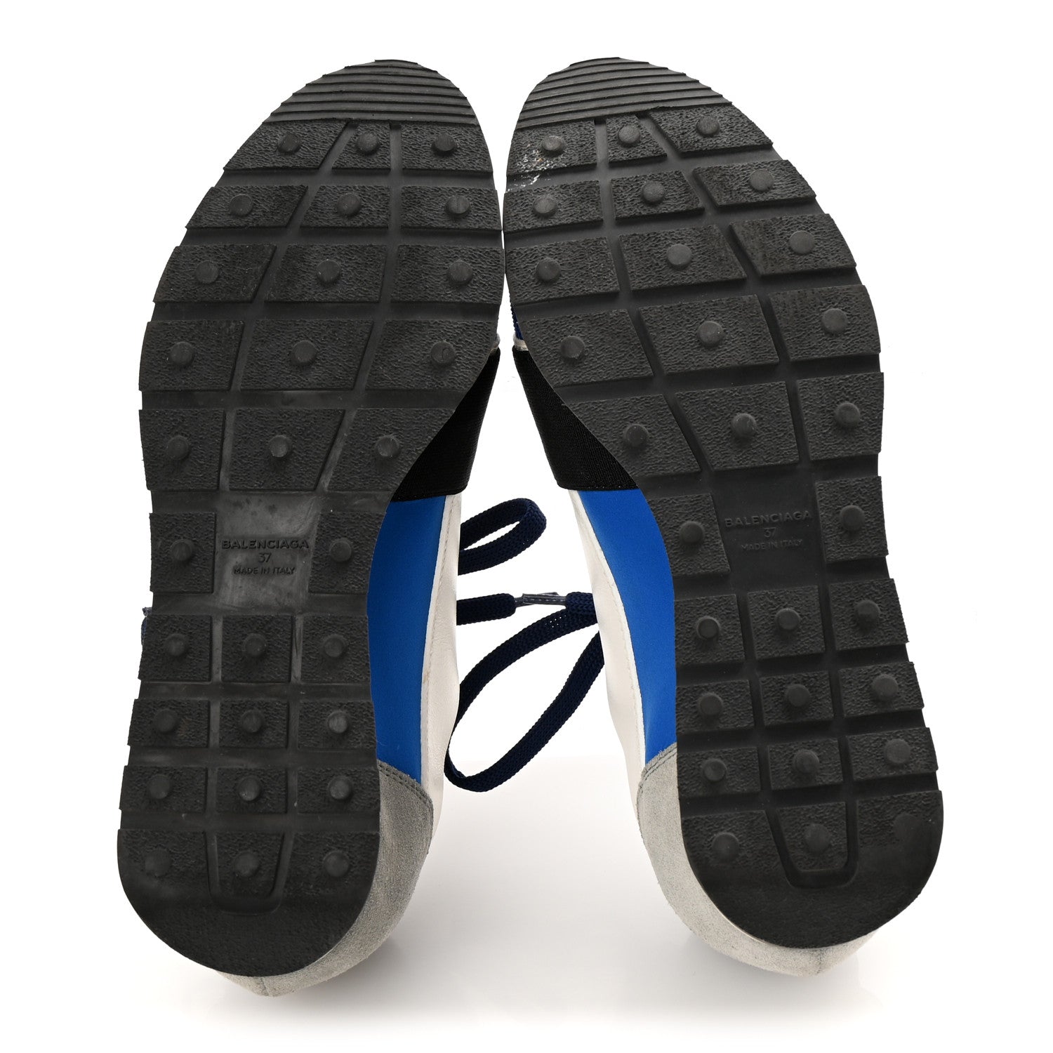 Balenciaga Mesh Neoprene Calfskin Suede Womens Race Runner Sneakers 37 Bleu Saphir White Black 6 of 10