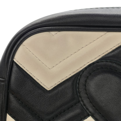 Gucci Calfskin Matelasse Mini GG Marmont Chain Shoulder Bag Black White 12 of 16