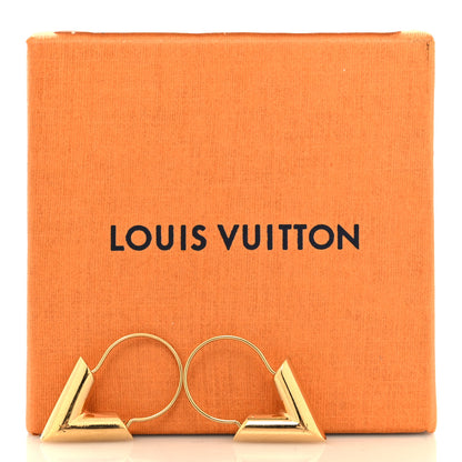 Louis Vuitton Brass Essential V Hoop Earrings Gold 5 of 5