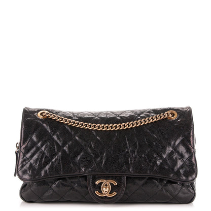 Chanel Crumpled Grained Calfskin Quilted Large Shiva Flap Black 1 of 8