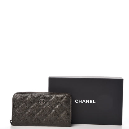 Chanel Caviar Quilted Small Zip Around Wallet Dark Charcoal 9 of 9