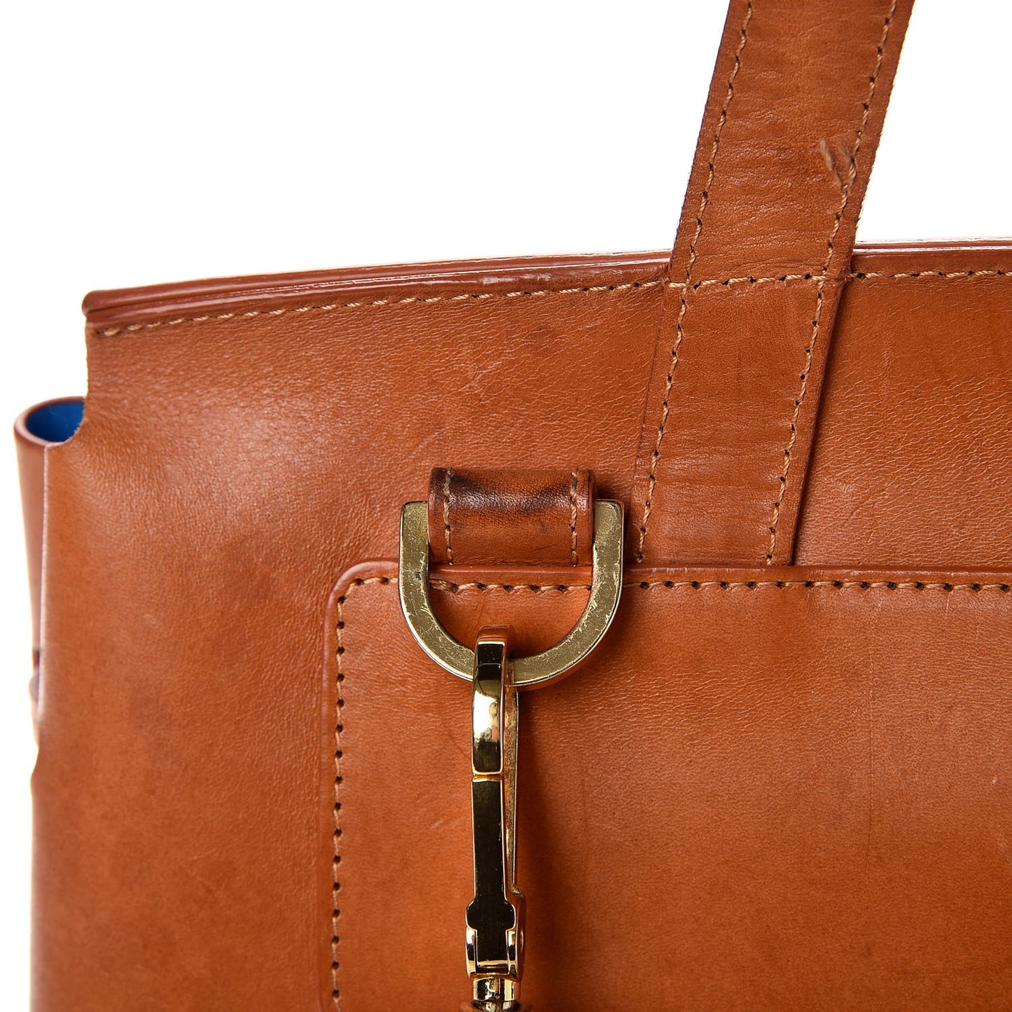 Calfskin Lady Bag Cammello Azzurro