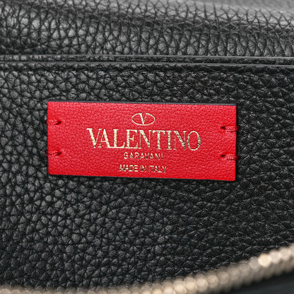 Valentino Garavani Pebbled Calfskin Rockstud Flap Wallet On Chain Black 6 of 11