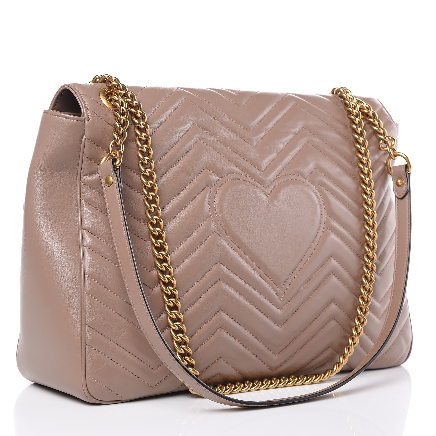 Gucci Calfskin Matelasse Heart Large GG Marmont Shoulder Bag Porcelain Rose 3 of 12