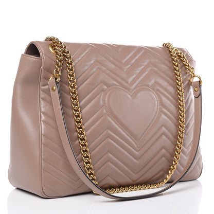 Gucci Calfskin Matelasse Heart Large GG Marmont Shoulder Bag Porcelain Rose 3 of 12