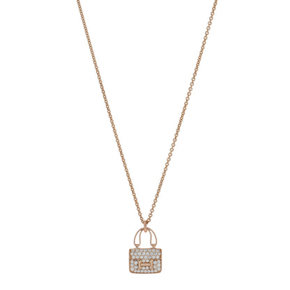 Hermes 18K Rose Gold Diamond Constance Amulettes Pendant Necklace 1 of 6