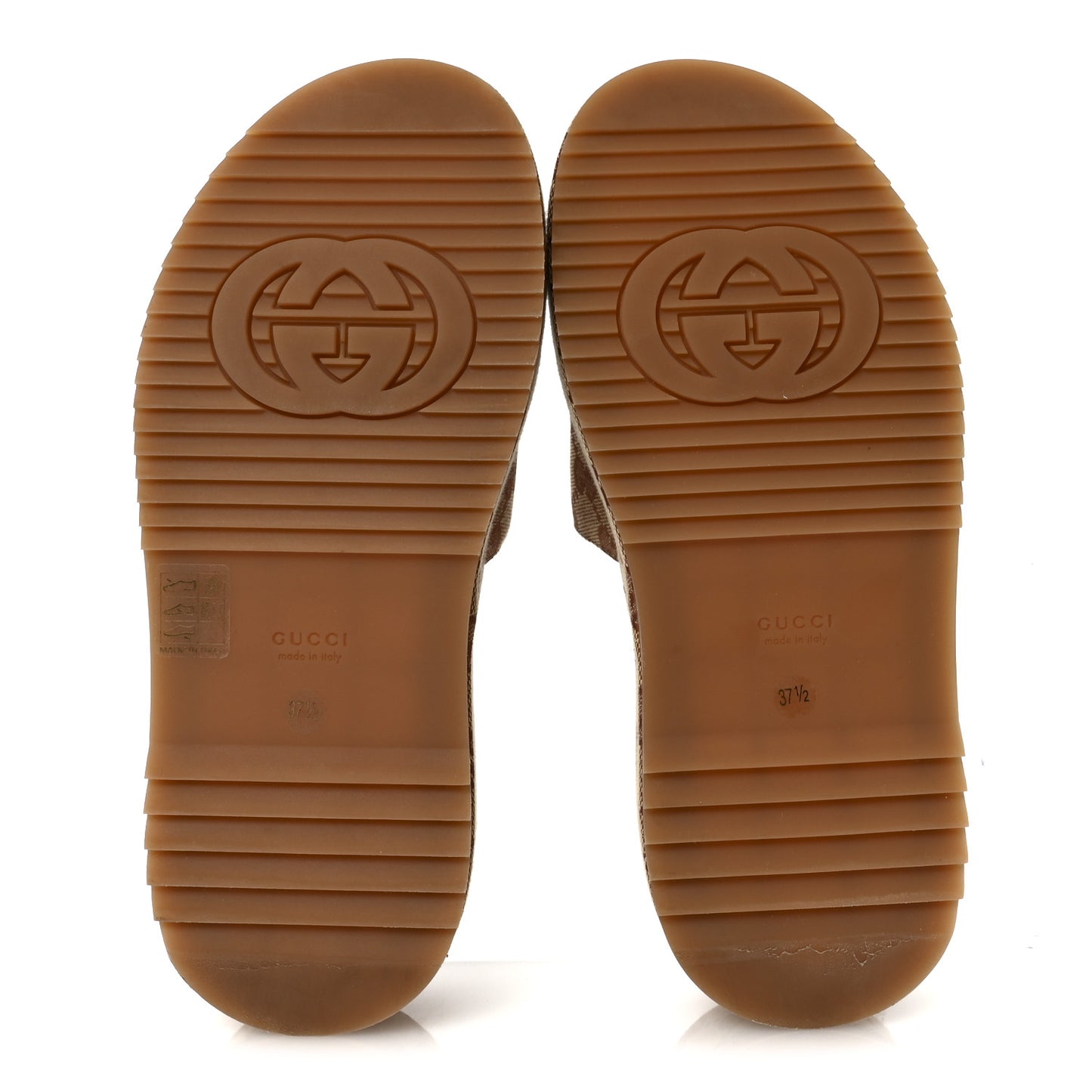 Canvas GG Monogram Angelina Platform Slide Sandals 37.5 Beige Ruggine