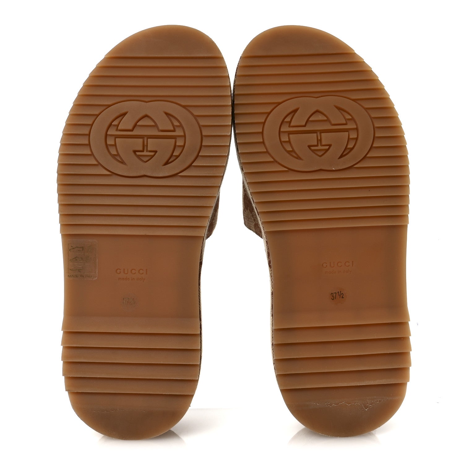 Gucci Canvas GG Monogram Angelina Platform Slide Sandals 37.5 Beige Ruggine 6 of 9