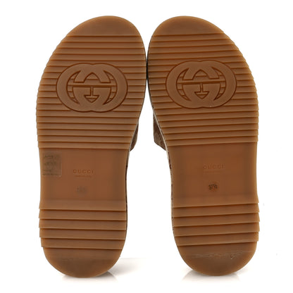 Gucci Canvas GG Monogram Angelina Platform Slide Sandals 37.5 Beige Ruggine 6 of 9