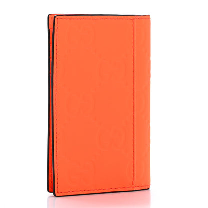 Gucci Rubber Effect GG Embossed Long Card Case New Orange Fluo 3 of 8