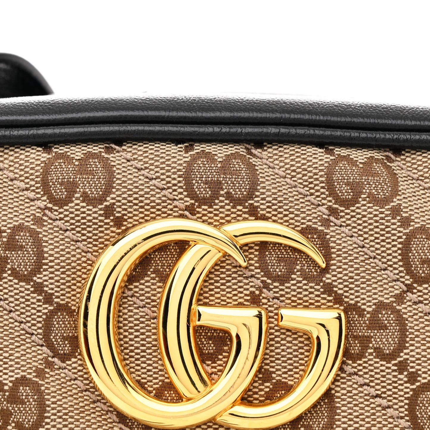 Monogram Matelasse Diagonal Small GG Marmont Chain Shoulder Bag Beige Black
