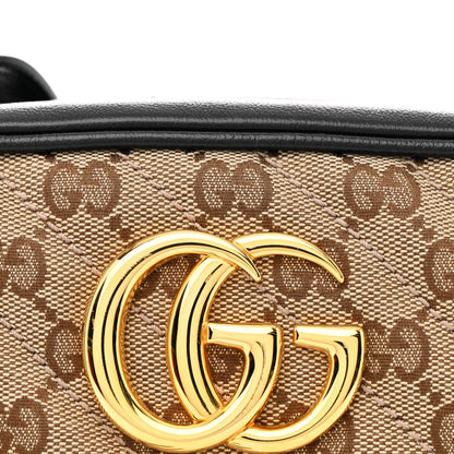 Gucci Monogram Matelasse Diagonal Small GG Marmont Chain Shoulder Bag Beige Black 8 of 10