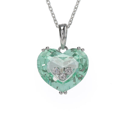 Chopard 18K White Gold Diamond Crystal So Happy Heart Pendant Necklace Green 4 of 5