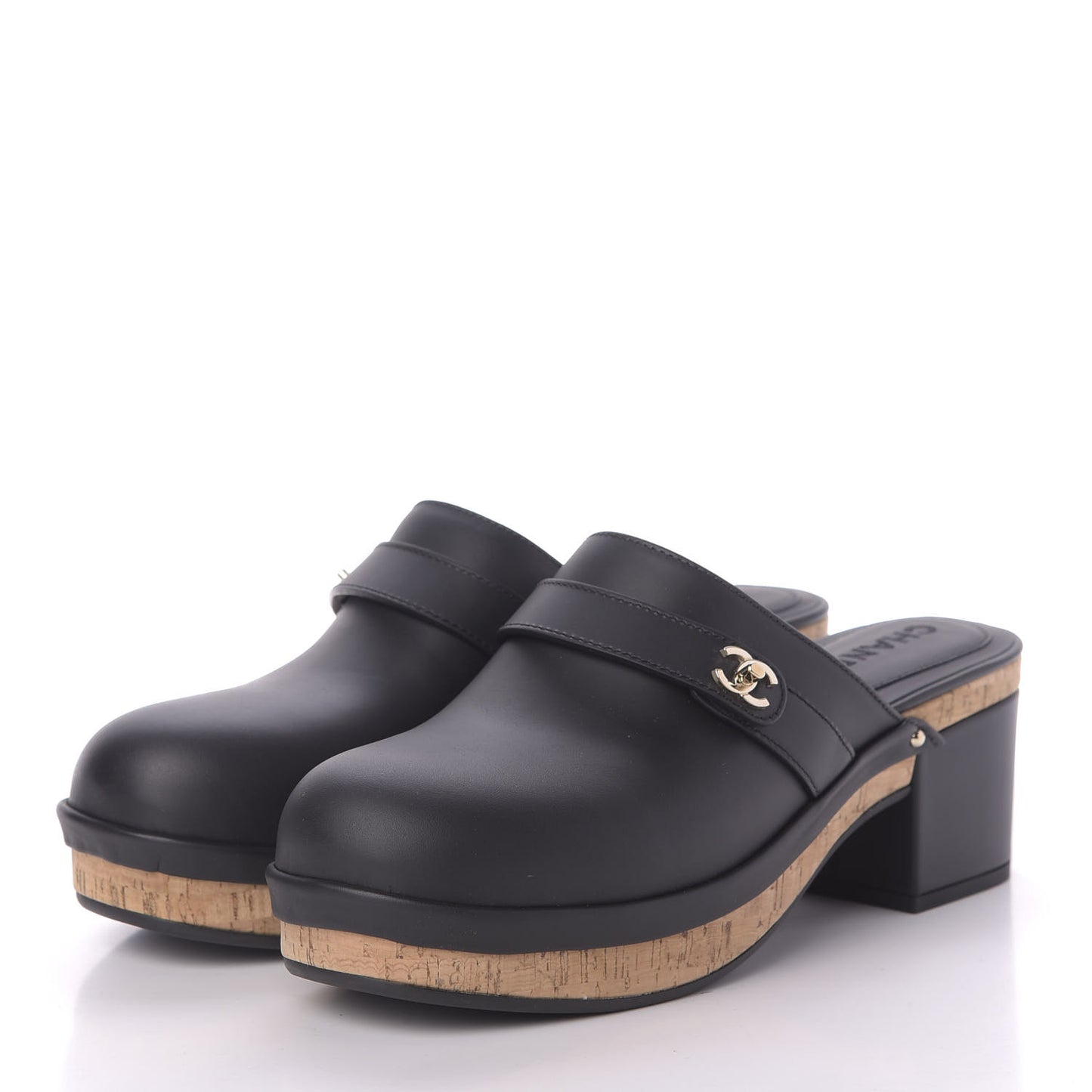 Calfskin CC Turn Lock Clogs 42 Black