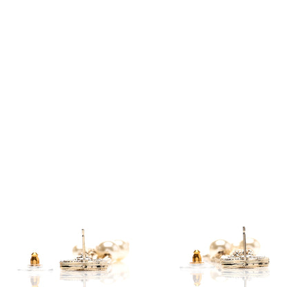 Chanel Pearl Crystal CC Chain Drop Earrings Silver 3 of 4