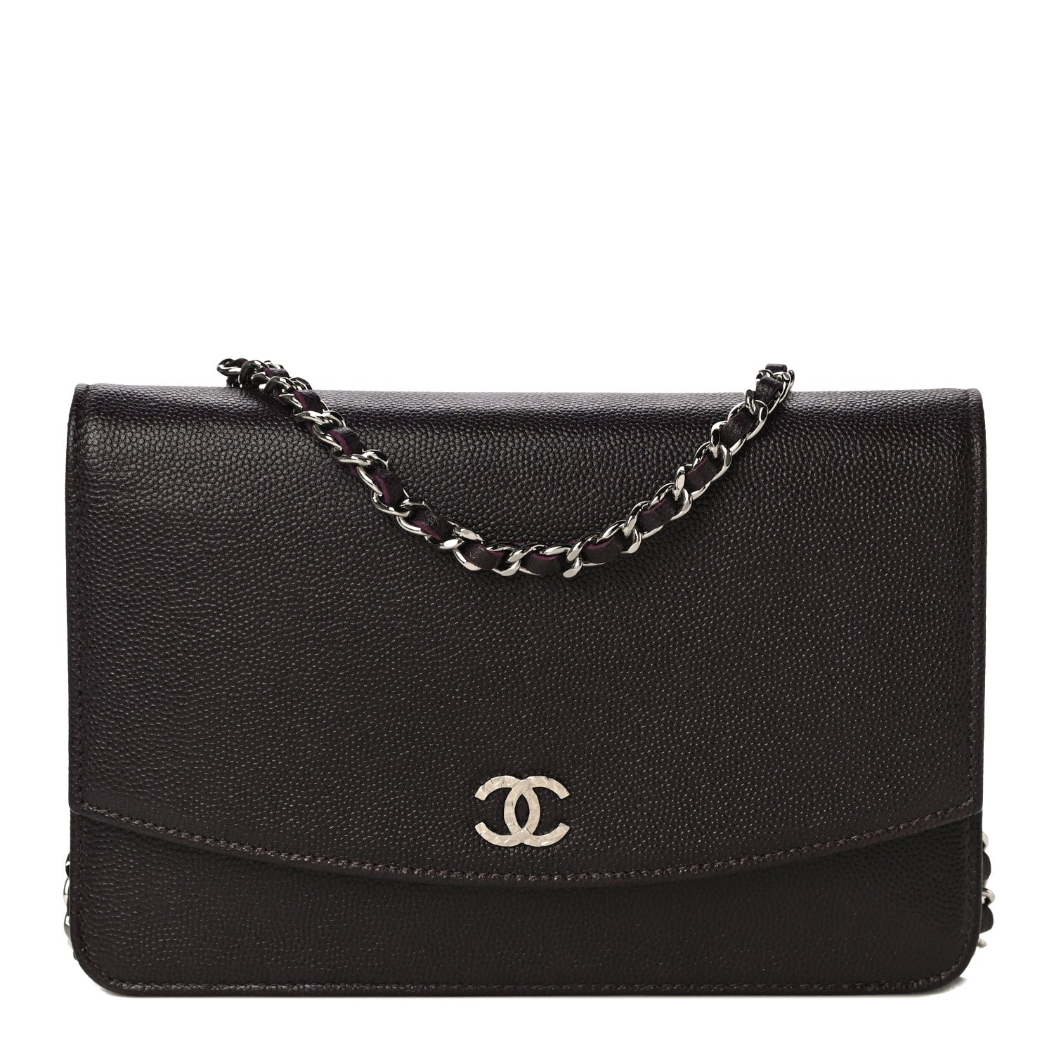 Chanel Caviar Sevruga Wallet On Chain WOC Plum 1 of 11