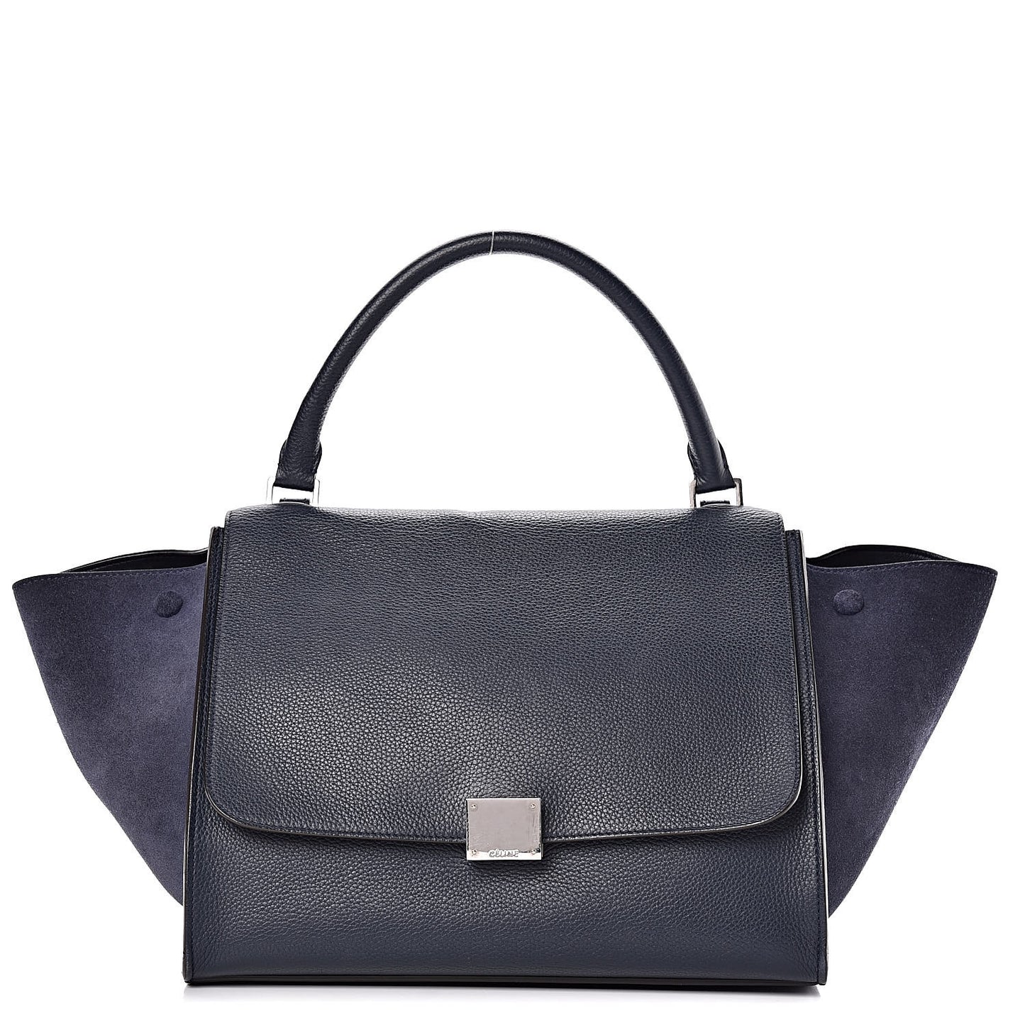 Drummed Calfskin Suede Medium Trapeze Navy