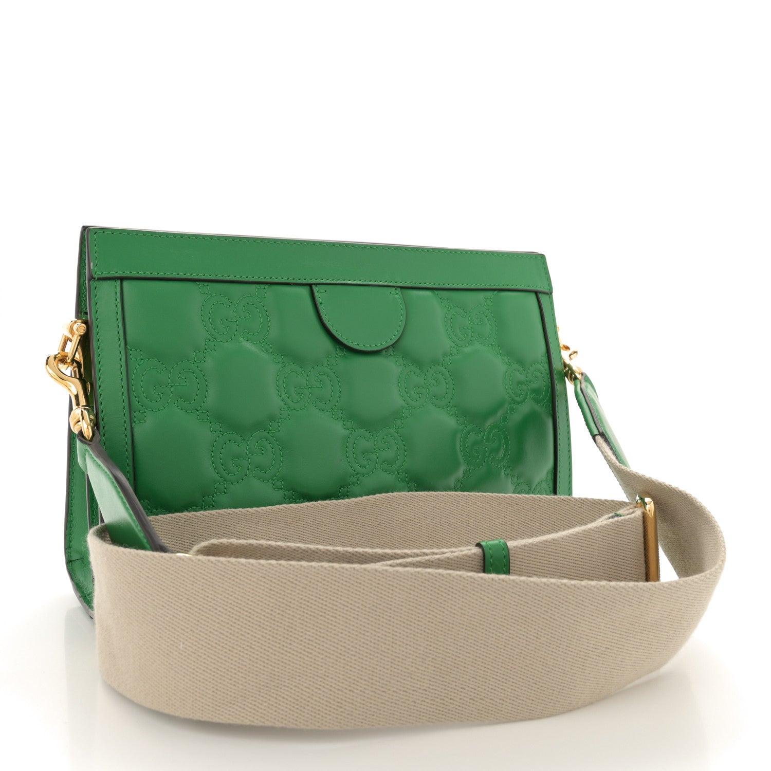 Gucci Calfskin GG Matelasse Small Slim Chain Shoulder Bag Spring Green Natural 3 of 11