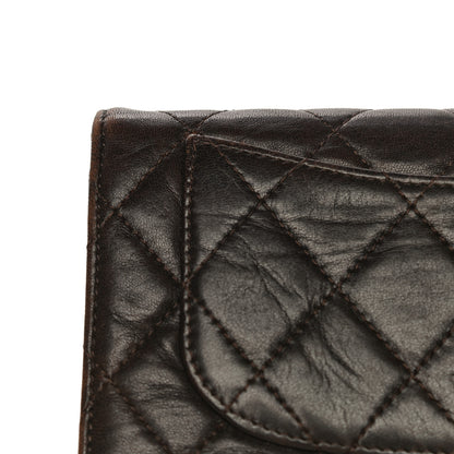 Chanel Lambskin Quilted Large Flap Wallet Dark Brown 30 of 30