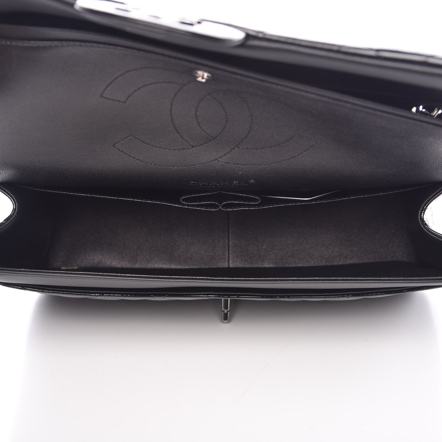 Patent Quilted Jumbo Double Flap Black